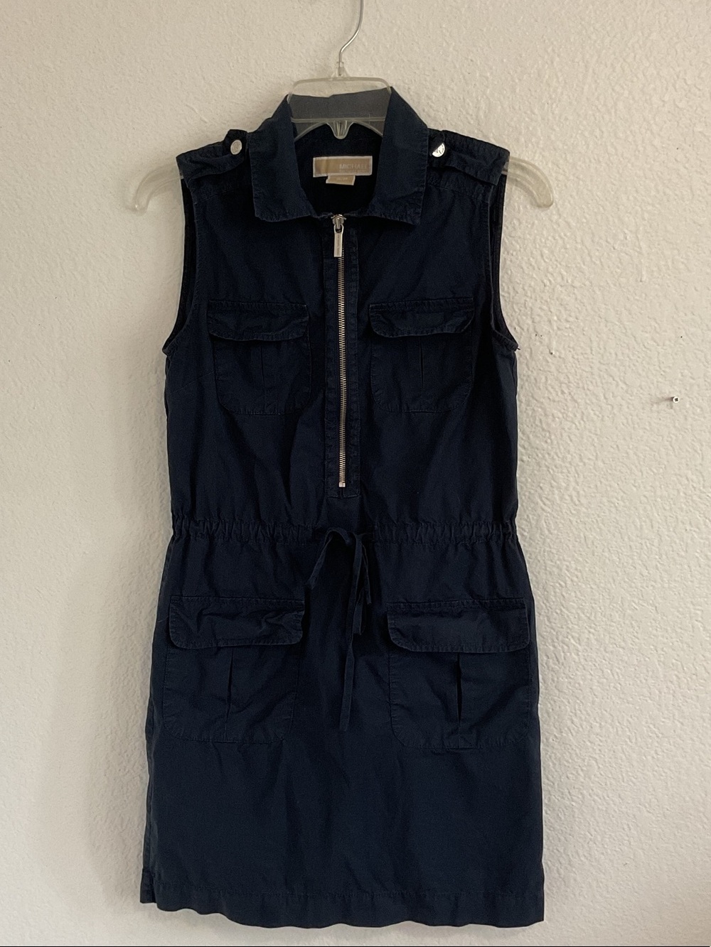 MICHAEL Michael Kors Sleeveless Navy Zip-Front Utility Dress